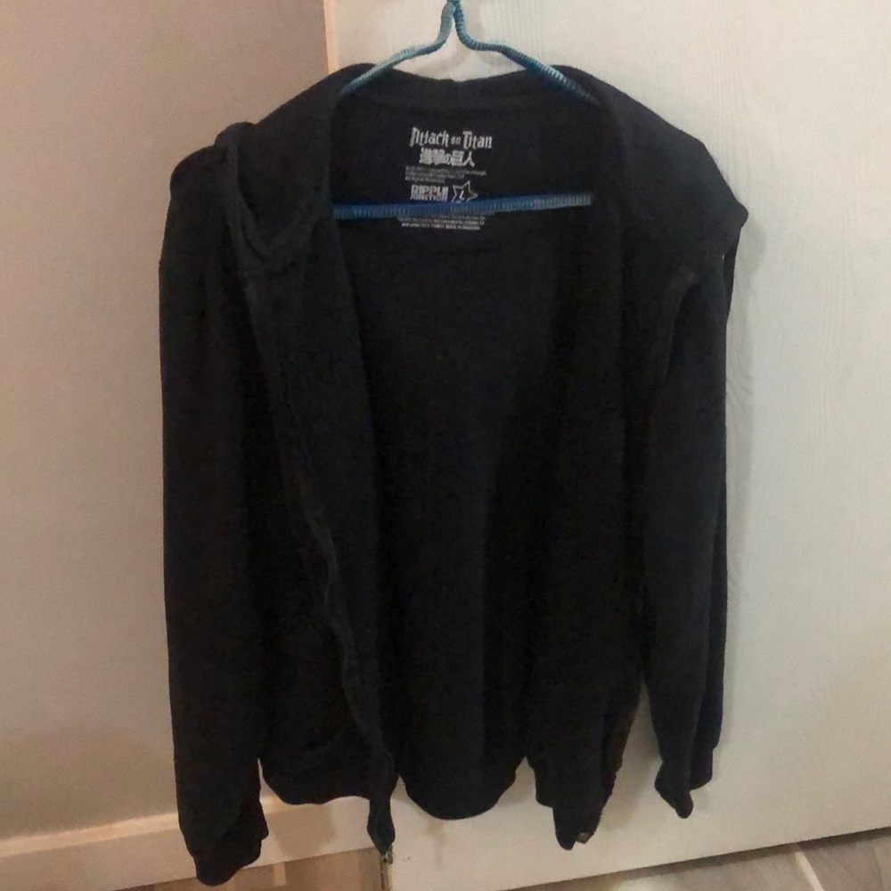 Black Hooded Men's Sweater Jacket - Attack on Titan